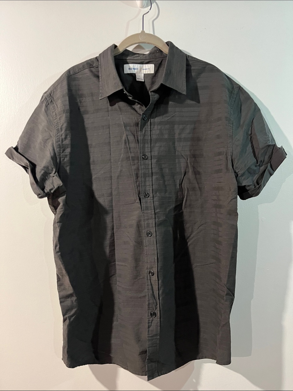 Old Navy Dark Charcoal Short-Sleeve Button-Down Shirt